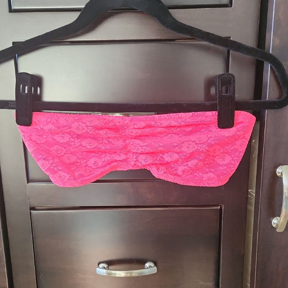 PINK Victoria's Secret Bright Pink Lace Bandeau